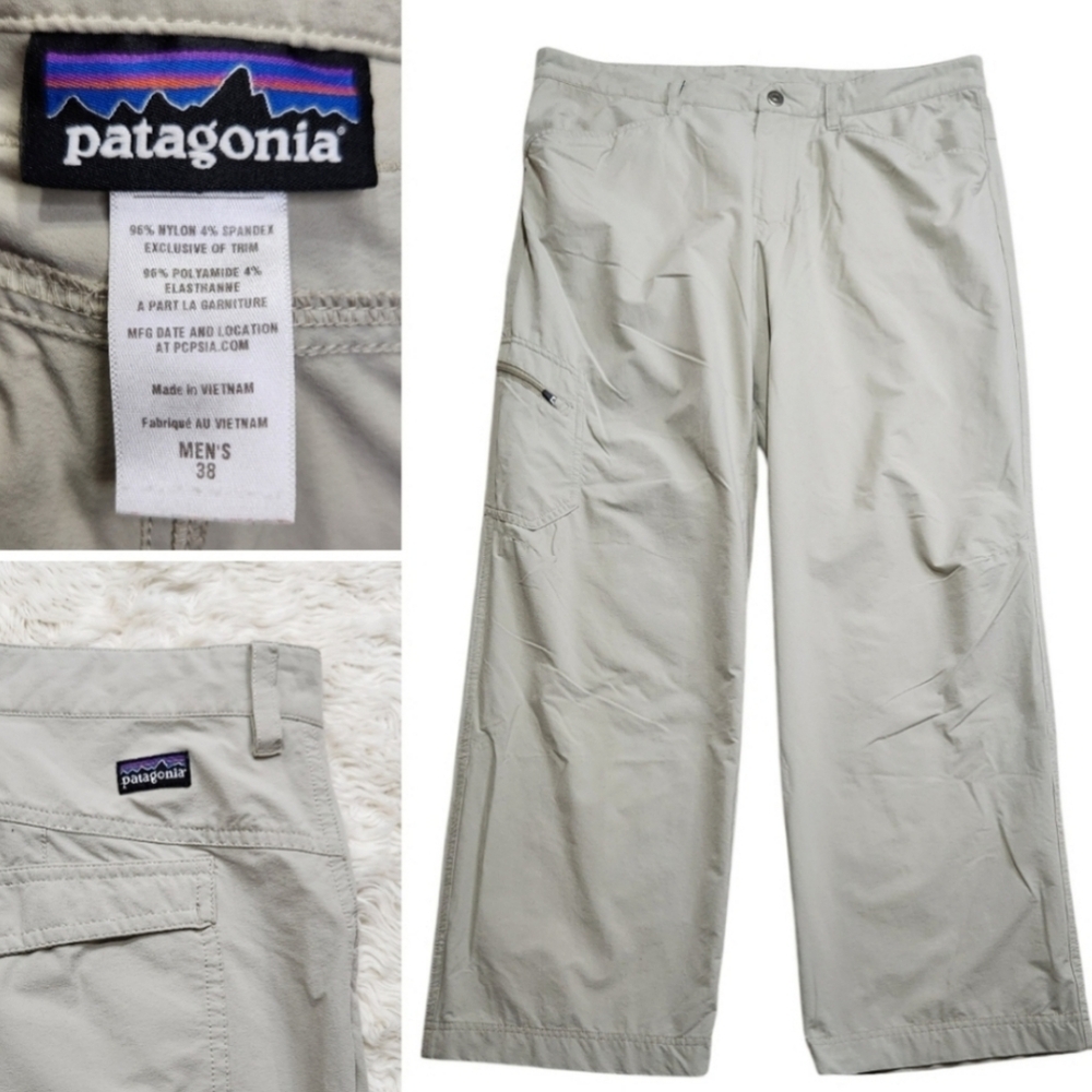 Patagonia Mens Taupe Nylon Pants 38 Waist 30" Inseam | Hiking Granola Gorpcore
